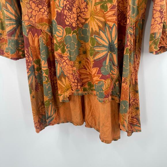 C.MC. BY COLOR ME COTTON Top SZ Medium Made in USA Lagenlook Floral Flowy Shirt - Picture 9 of 11